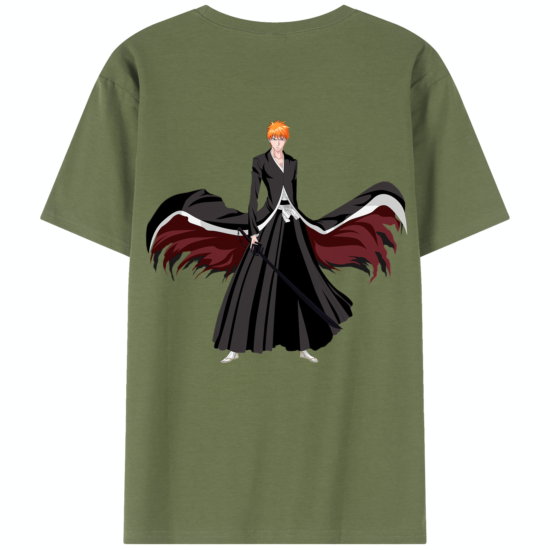 （画像用） ブリーチ 黒崎一護（くろさき いちご）BLEACH Kurosaki Ichigo 綿100％半袖Tシャツ（背面プリント）